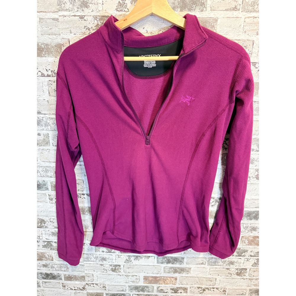 Arcteryx Rho AR Zip Neck Women M Purple Waffle Knit Base Layer Pullover